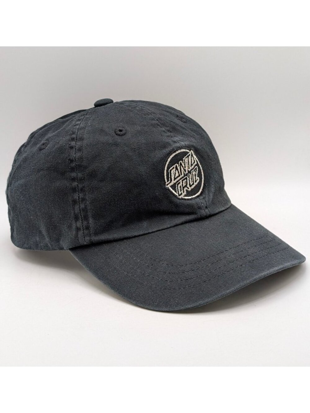 Santa Cruz Hat Cap Strap Back Black Adjustable Skateboarding Skater Unisex Retro